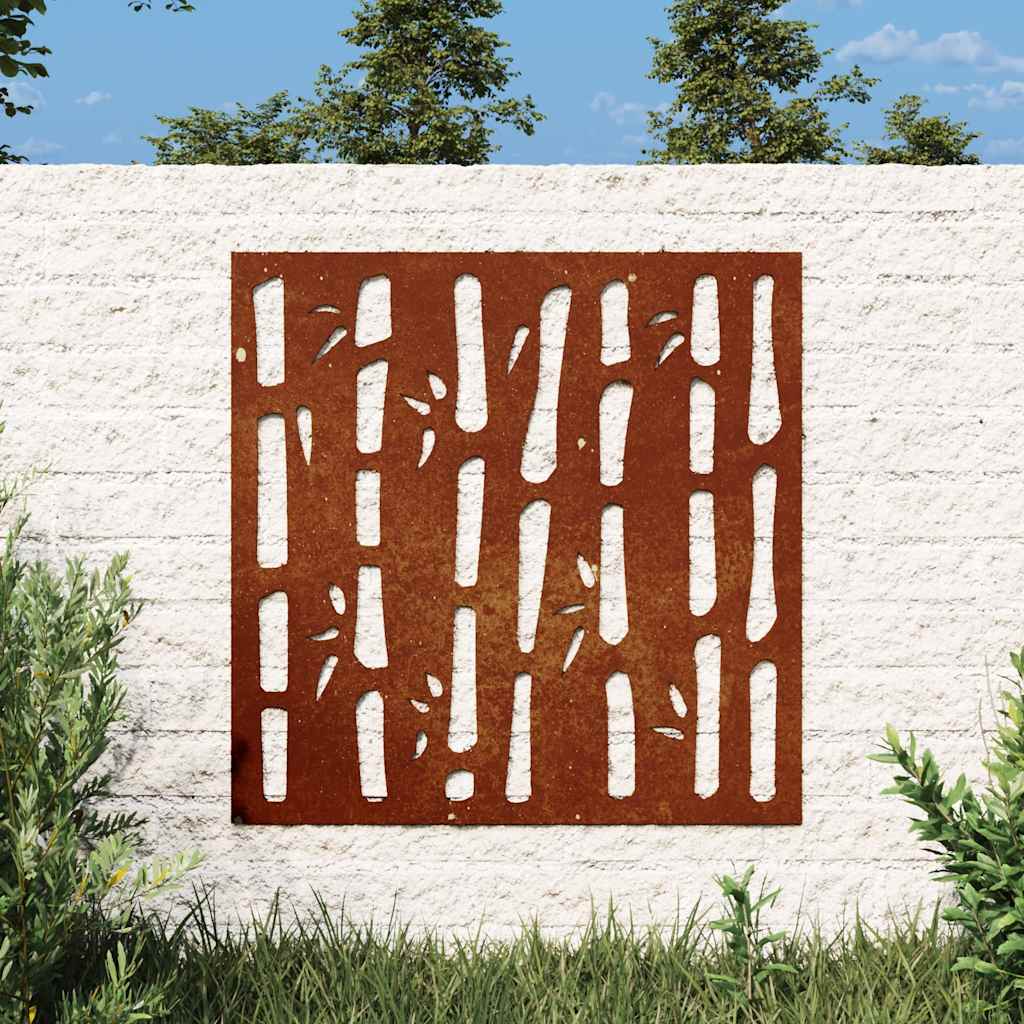 Vrtni zidni ukras 55 x 55 cm čelik COR-TEN s uzorkom bambusa