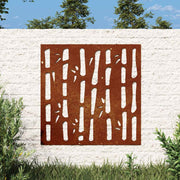 Vrtni zidni ukras 55 x 55 cm čelik COR-TEN s uzorkom bambusa