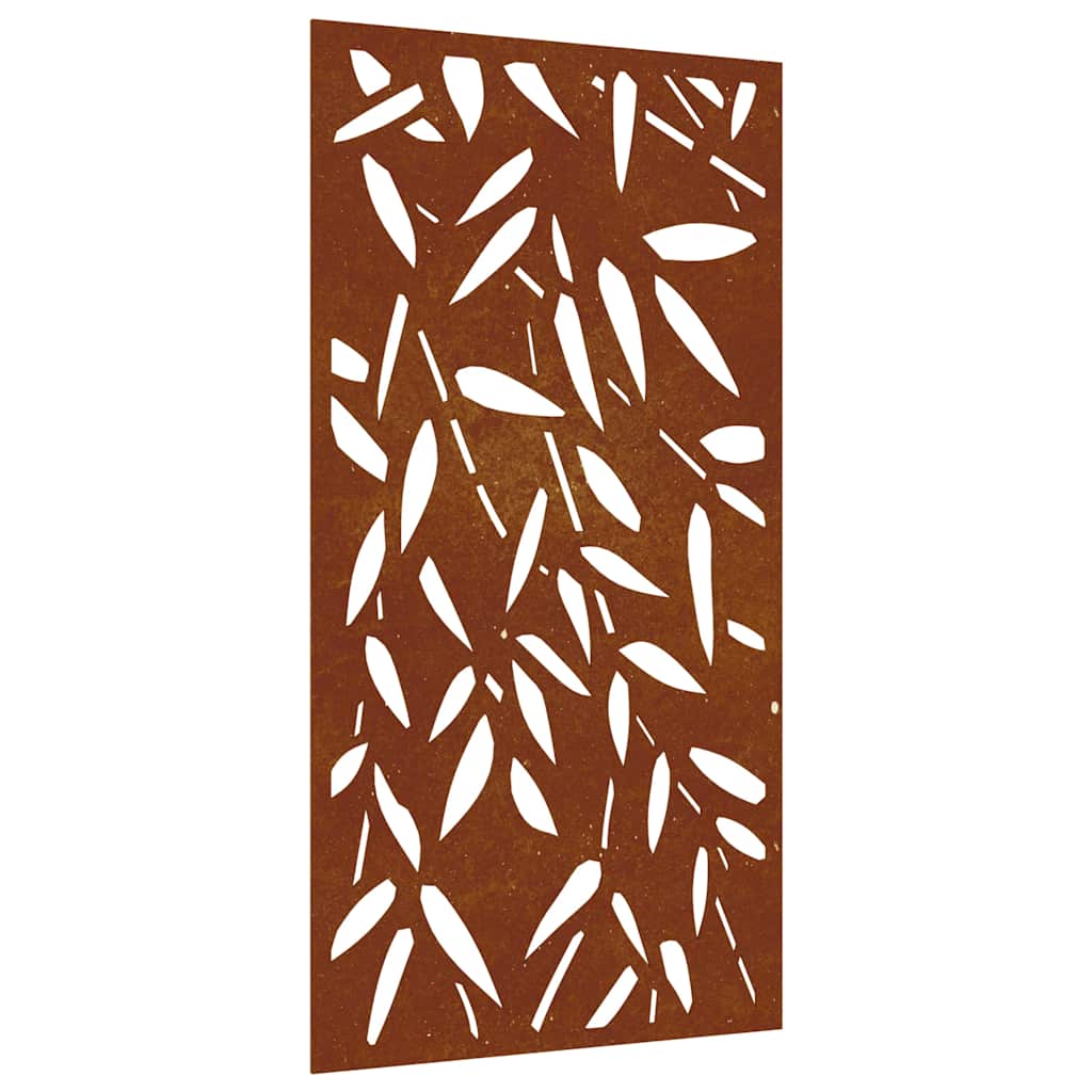 Vrtni zidni ukras 105x55 cm čelik COR-TEN uzorak lišća bambusa