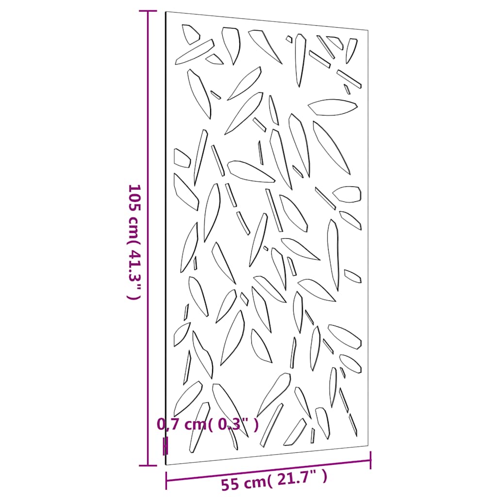 Vrtni zidni ukras 105x55 cm čelik COR-TEN uzorak lišća bambusa