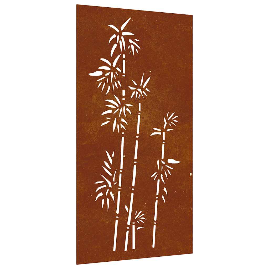 Vrtni zidni ukras 105 x 55 cm čelik COR-TEN s uzorkom bambusa