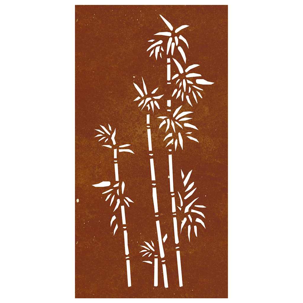 Vrtni zidni ukras 105 x 55 cm čelik COR-TEN s uzorkom bambusa