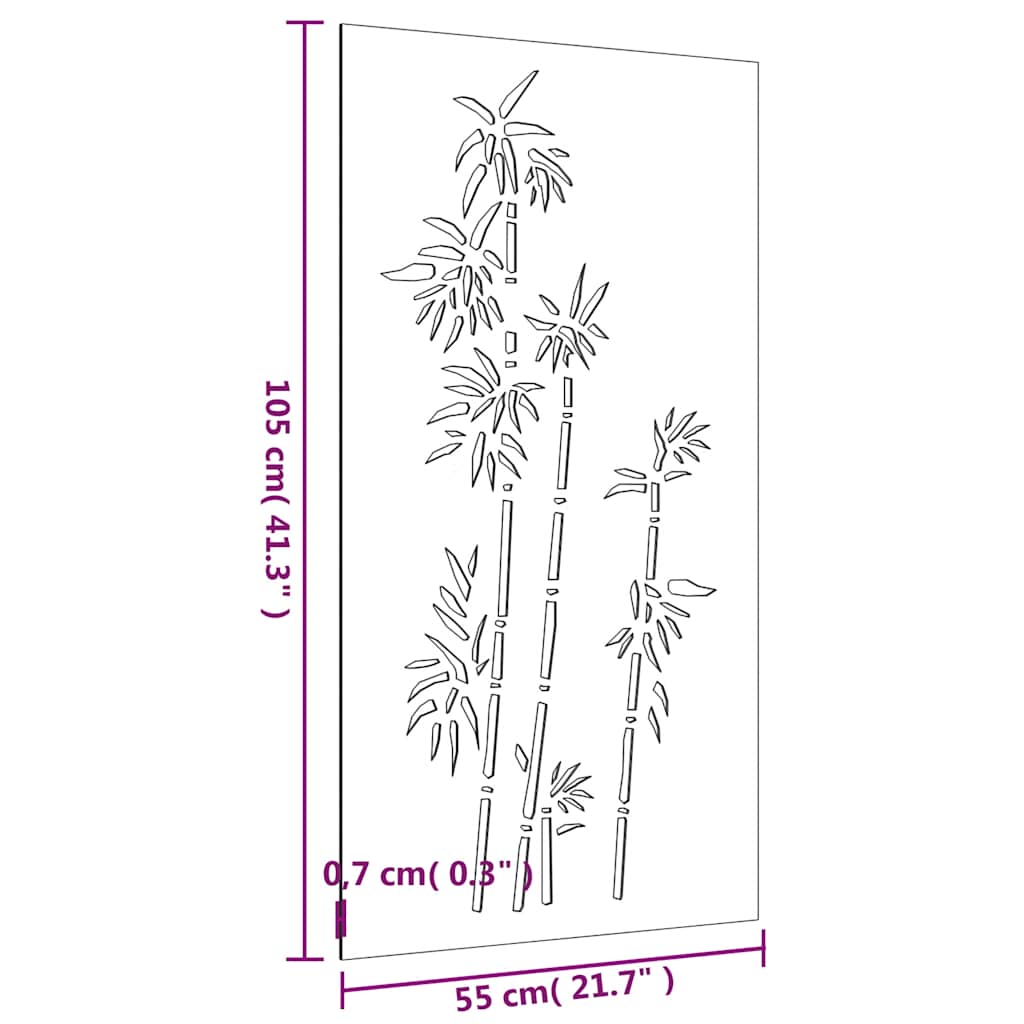 Vrtni zidni ukras 105 x 55 cm čelik COR-TEN s uzorkom bambusa