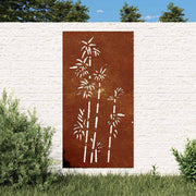 Vrtni zidni ukras 105 x 55 cm čelik COR-TEN s uzorkom bambusa