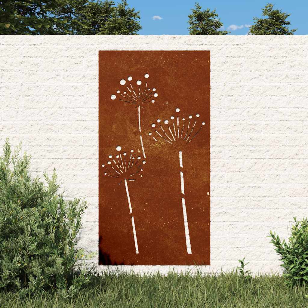 Vrtni zidni ukras 105 x 55 cm čelik COR-TEN s cvjetnim uzorkom