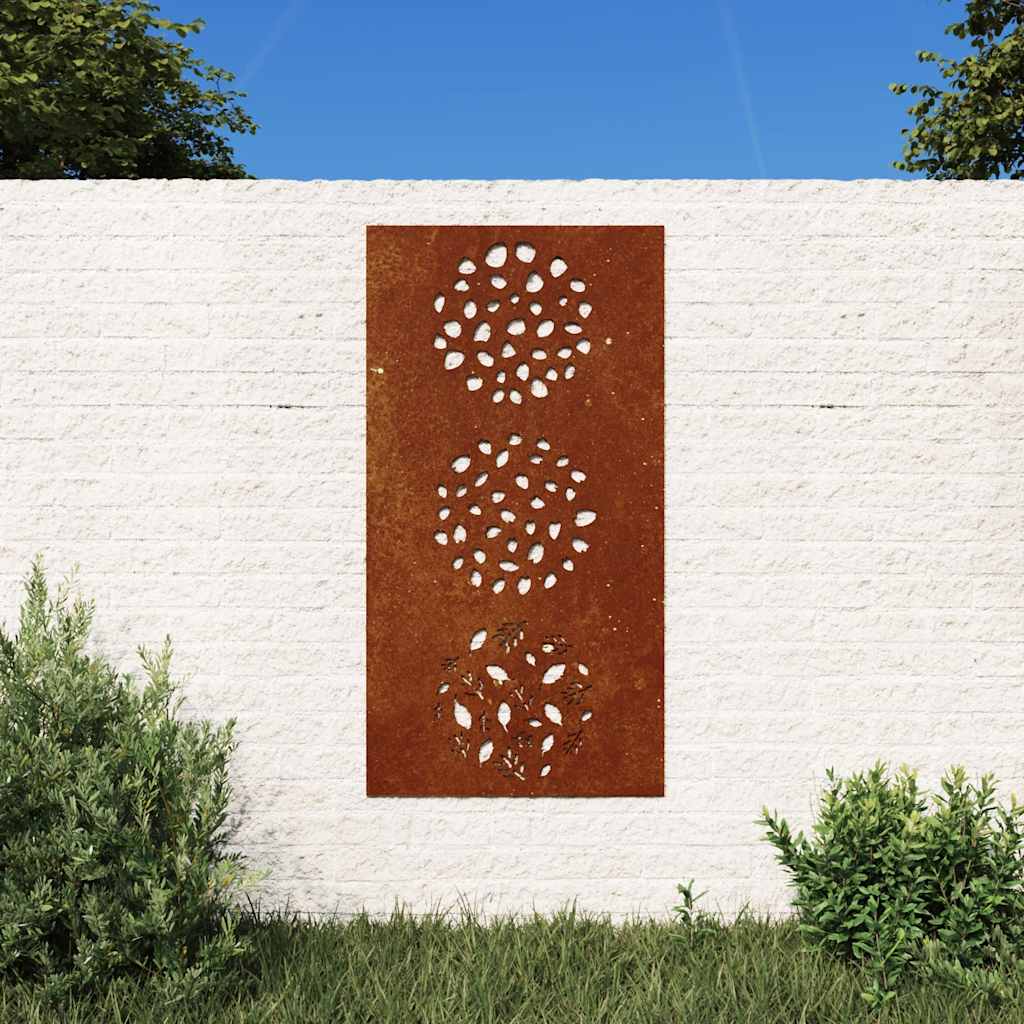 Vrtni zidni ukras 105 x 55 cm od čelika COR-TEN s uzorkom lišća