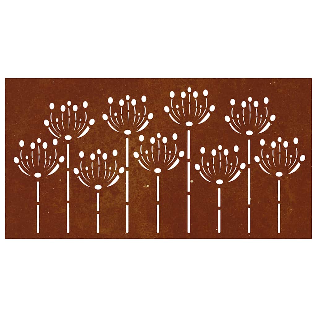 Vrtni zidni ukras 105 x 55 cm čelik COR-TEN s cvjetnim uzorkom
