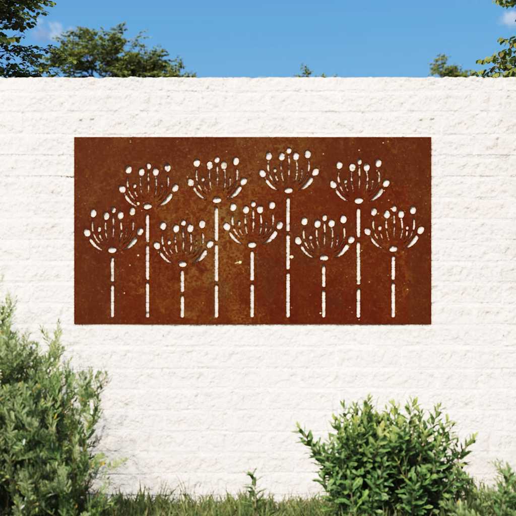 Vrtni zidni ukras 105 x 55 cm čelik COR-TEN s cvjetnim uzorkom