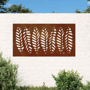 Vrtni zidni ukras 105 x 55 cm od čelika COR-TEN s uzorkom lišća