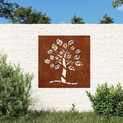 Vrtni zidni ukras 55 x 55 cm čelik COR-TEN s uzorkom stabla