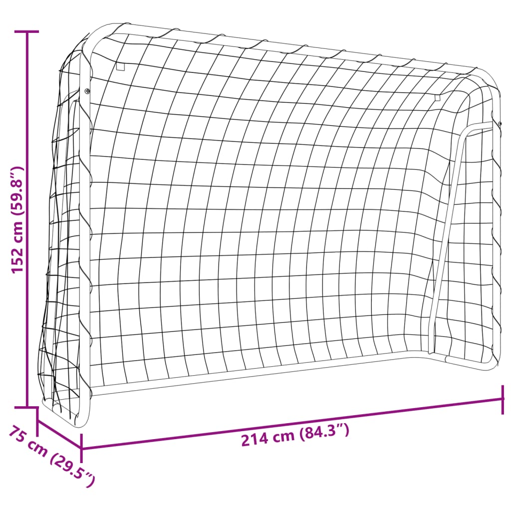 Nogometni gol s mrežom bijeli 214x75x152 cm čelik i poliester