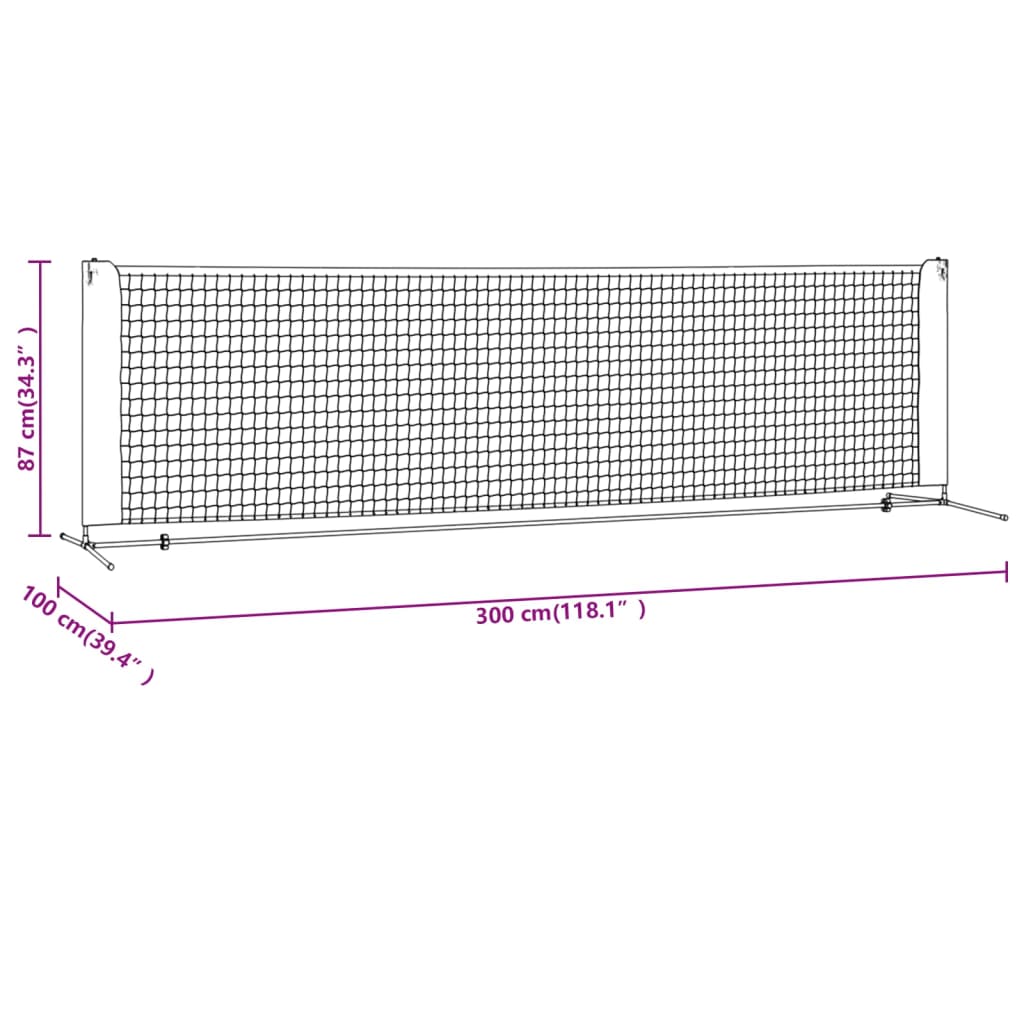 Teniska mreža crno-crvena 300 x 100 x 87 cm od poliestera