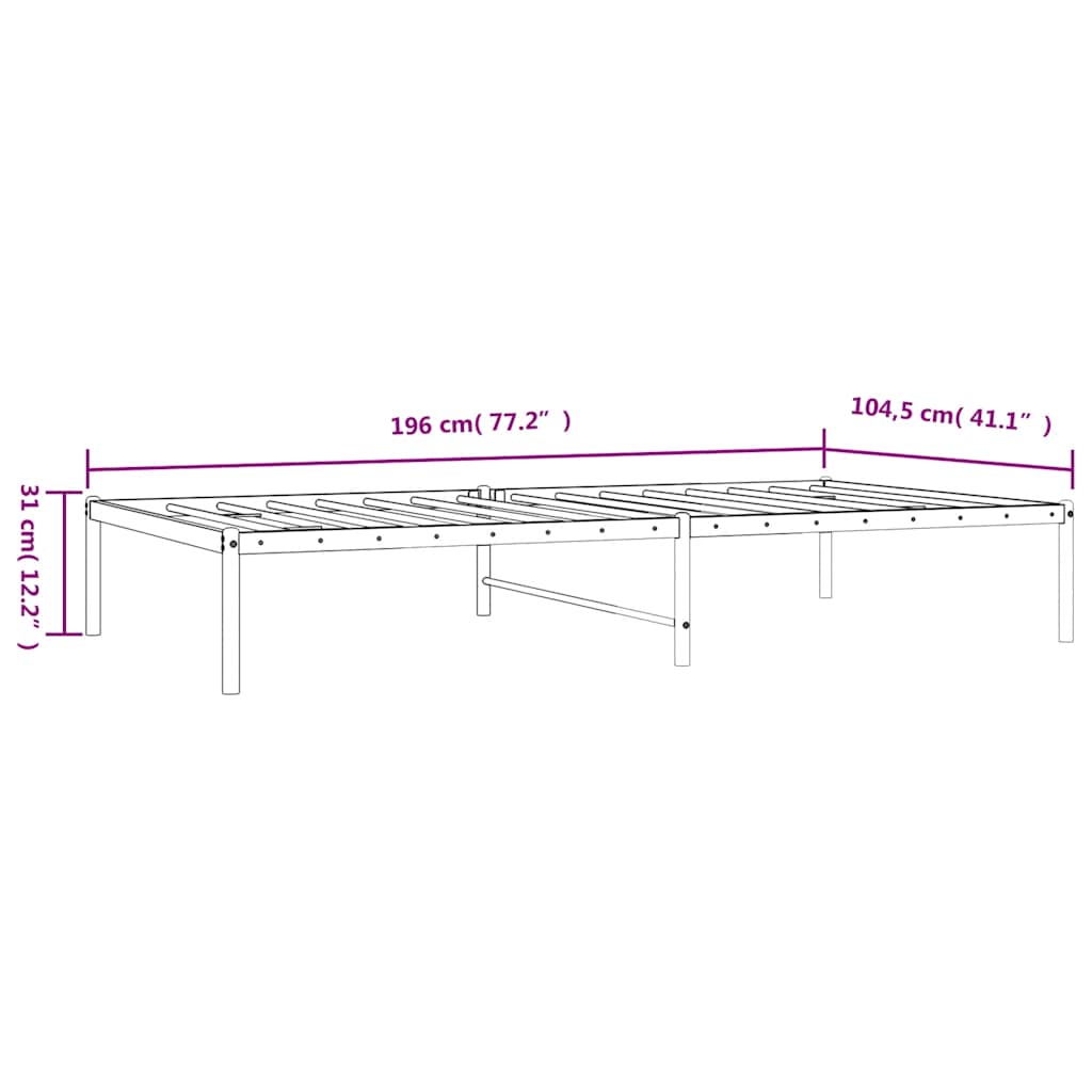 Metalni okvir za krevet crni 100 x 190 cm