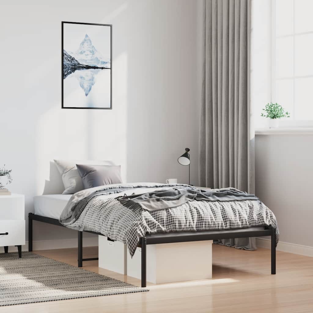 Metalni okvir za krevet crni 100 x 190 cm