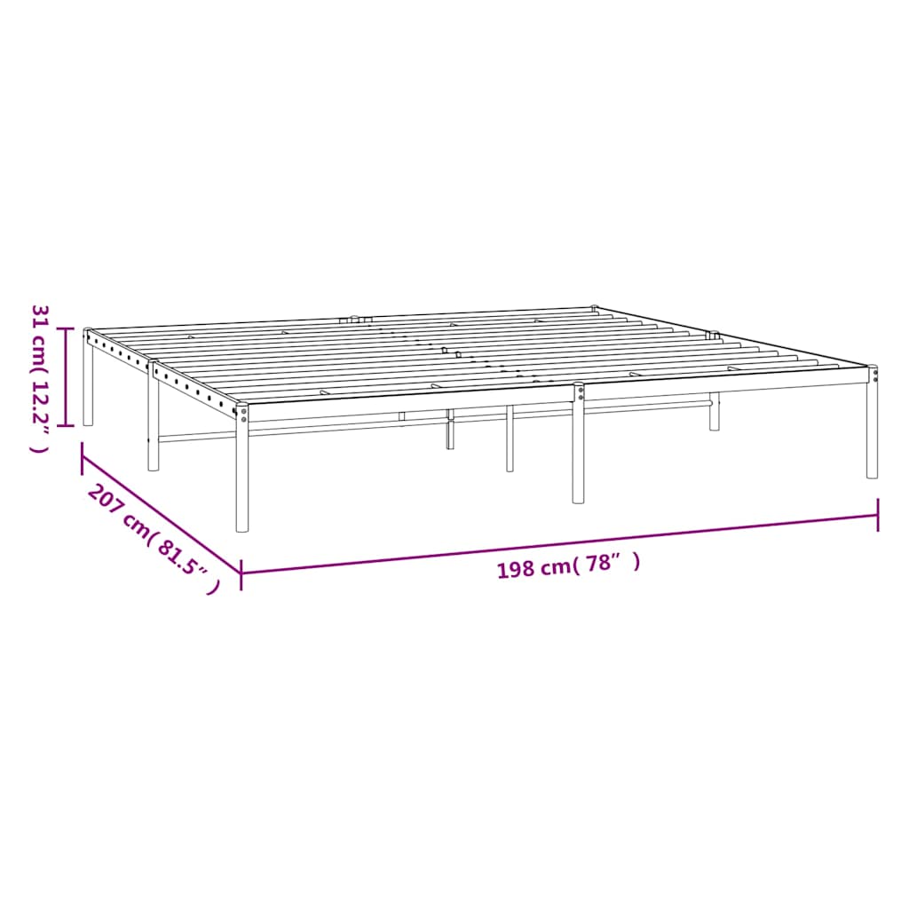 Metalni okvir za krevet crni 193x203 cm