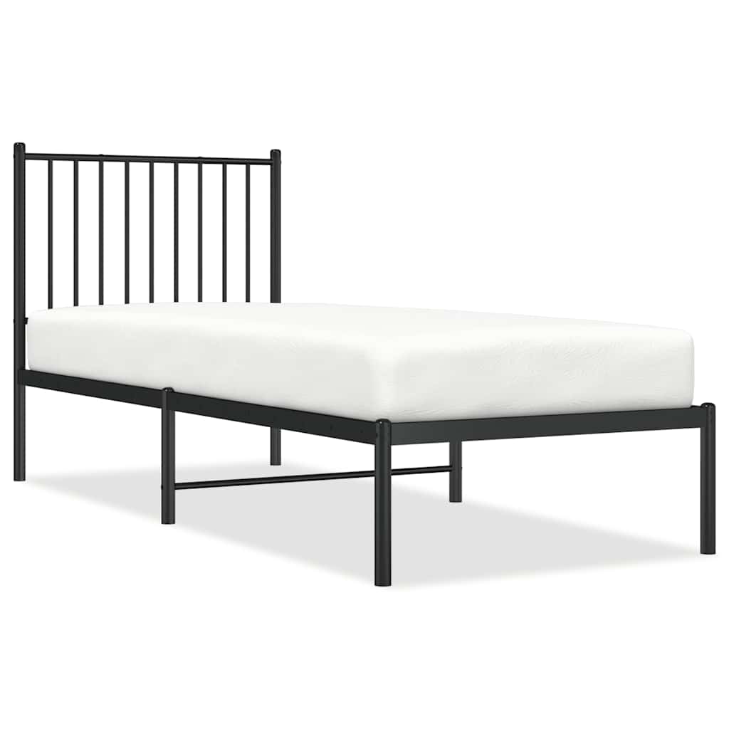 Metalni okvir za krevet s uzglavljem crni 80x200 cm