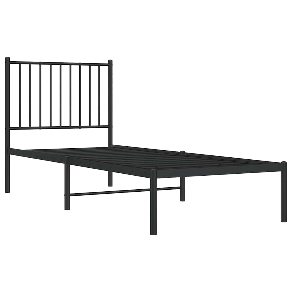 Metalni okvir za krevet s uzglavljem crni 80x200 cm