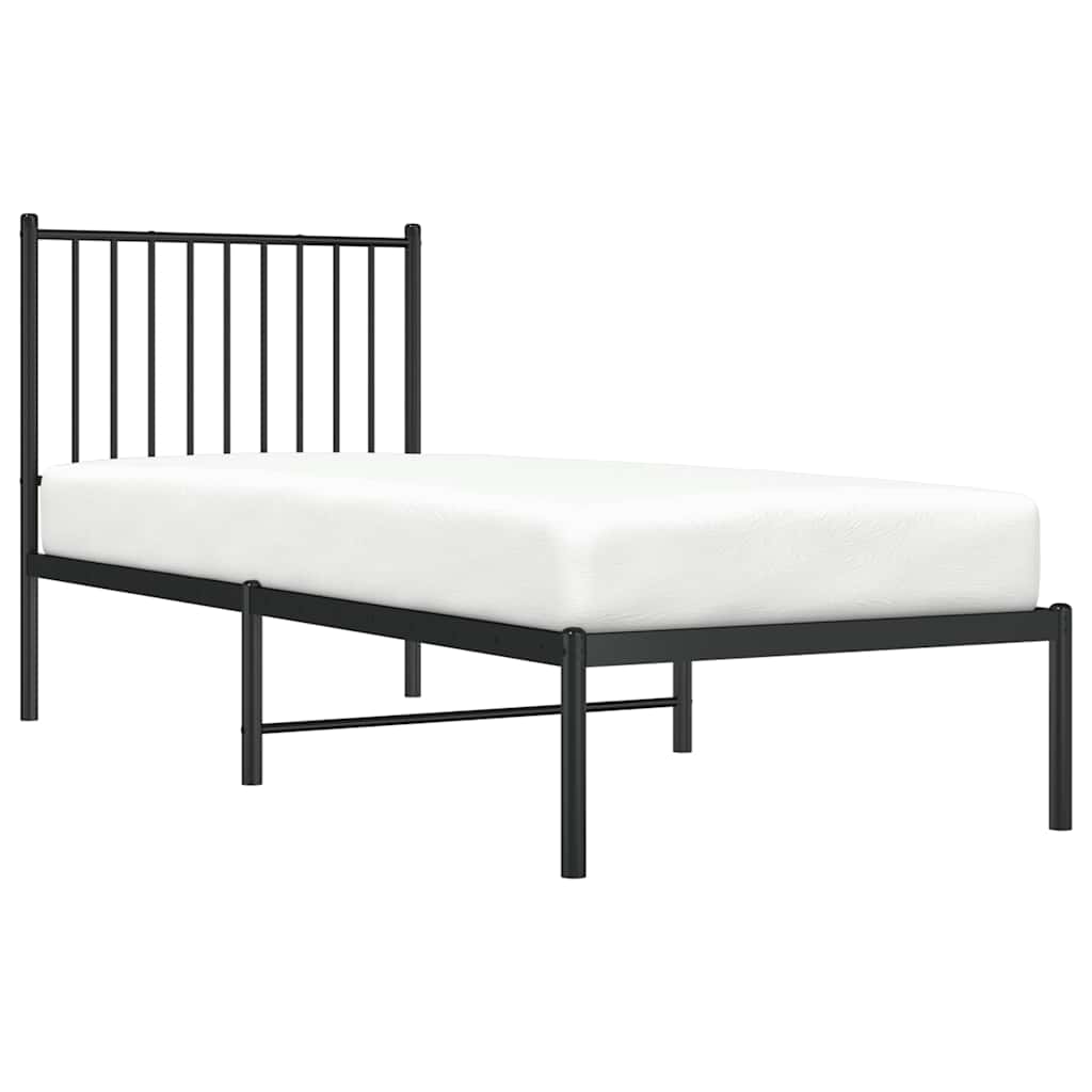 Metalni okvir za krevet s uzglavljem crni 80x200 cm