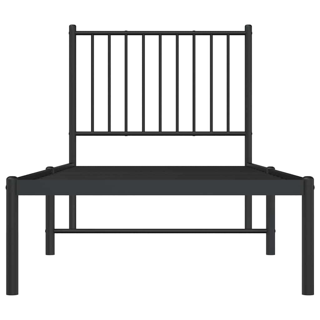 Metalni okvir za krevet s uzglavljem crni 80x200 cm
