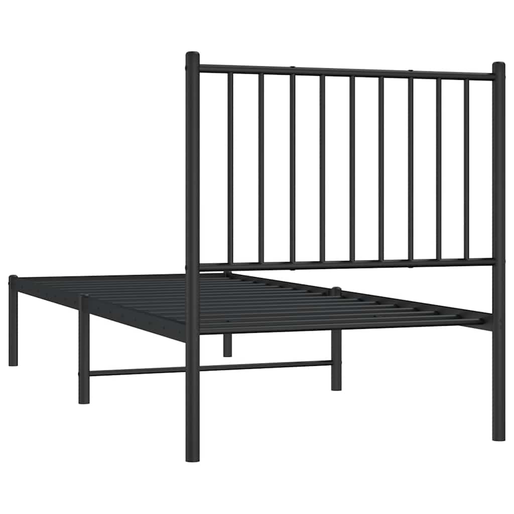 Metalni okvir za krevet s uzglavljem crni 80x200 cm