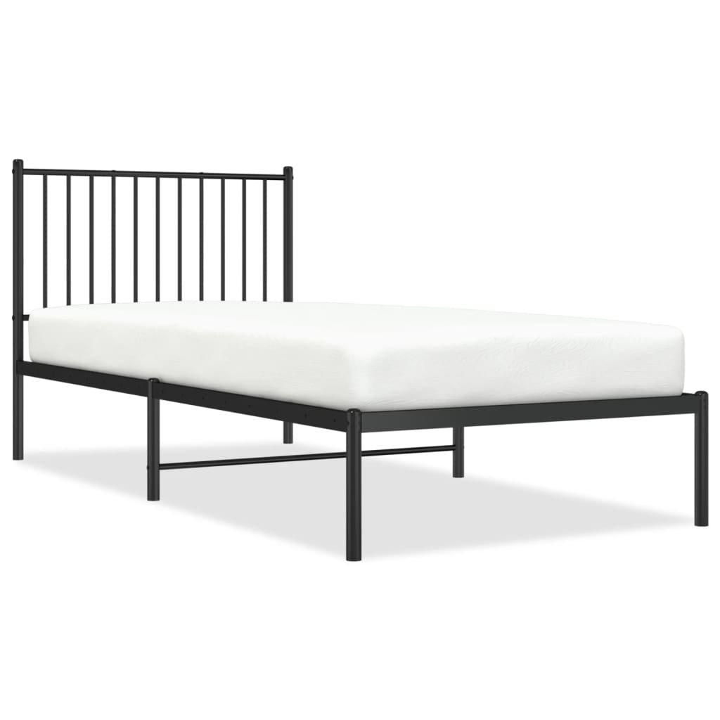 Metalni okvir za krevet s uzglavljem crni 90x200 cm