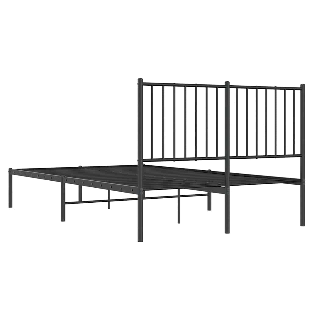 Metalni okvir za krevet s uzglavljem crni 120x190 cm