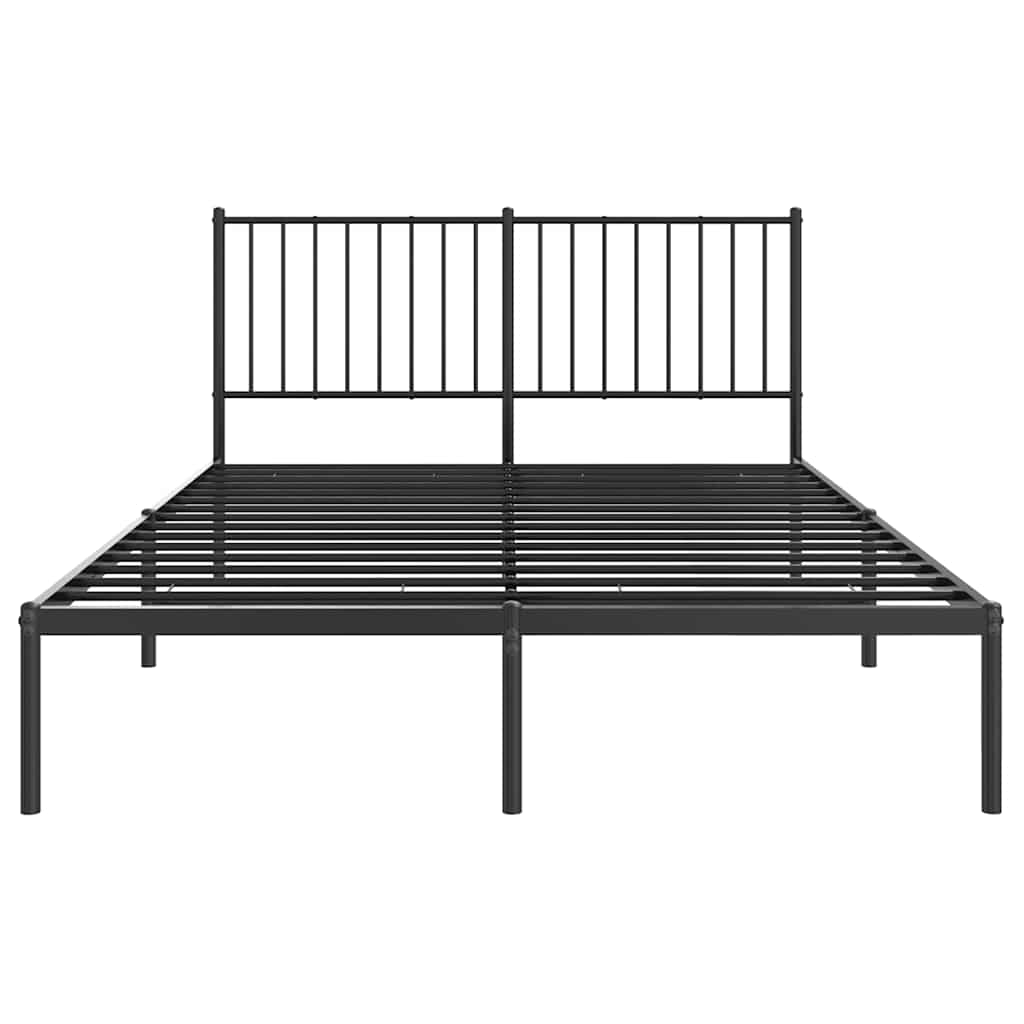 Metalni okvir za krevet s uzglavljem crni 135x190 cm
