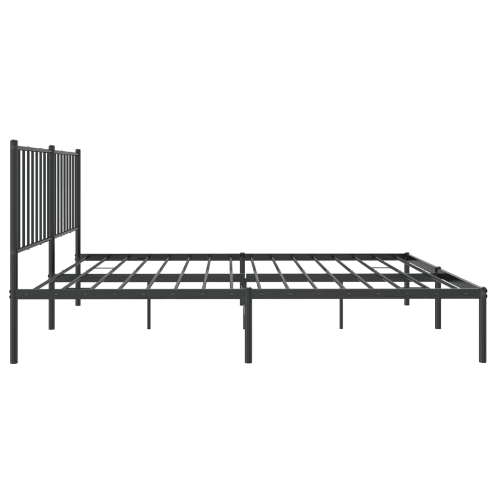 Metalni okvir za krevet s uzglavljem crni 140x190 cm