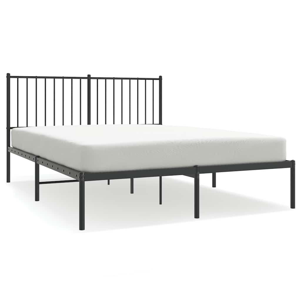 Metalni okvir za krevet s uzglavljem crni 140x200 cm