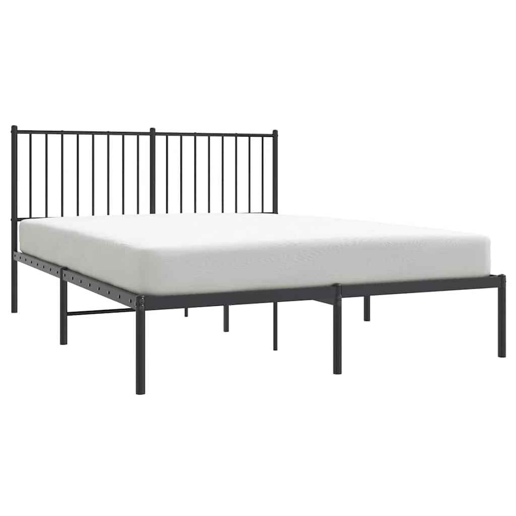 Metalni okvir za krevet s uzglavljem crni 140x200 cm