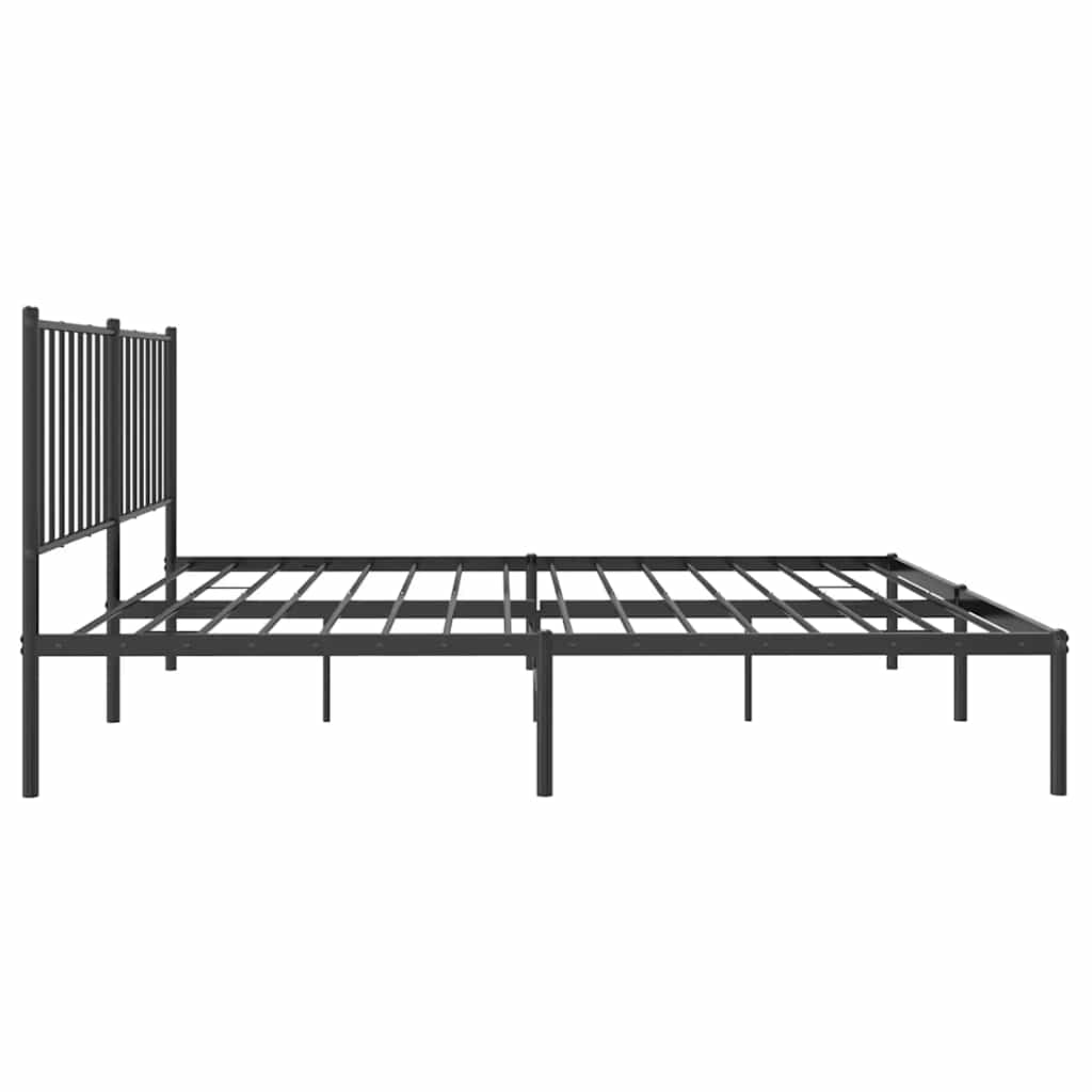Metalni okvir za krevet s uzglavljem crni 140x200 cm
