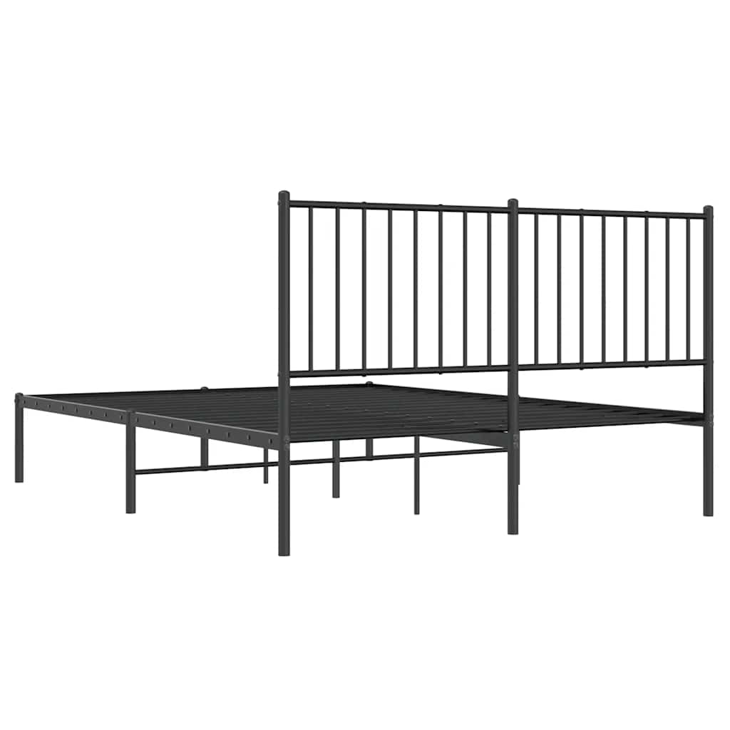 Metalni okvir za krevet s uzglavljem crni 140x200 cm