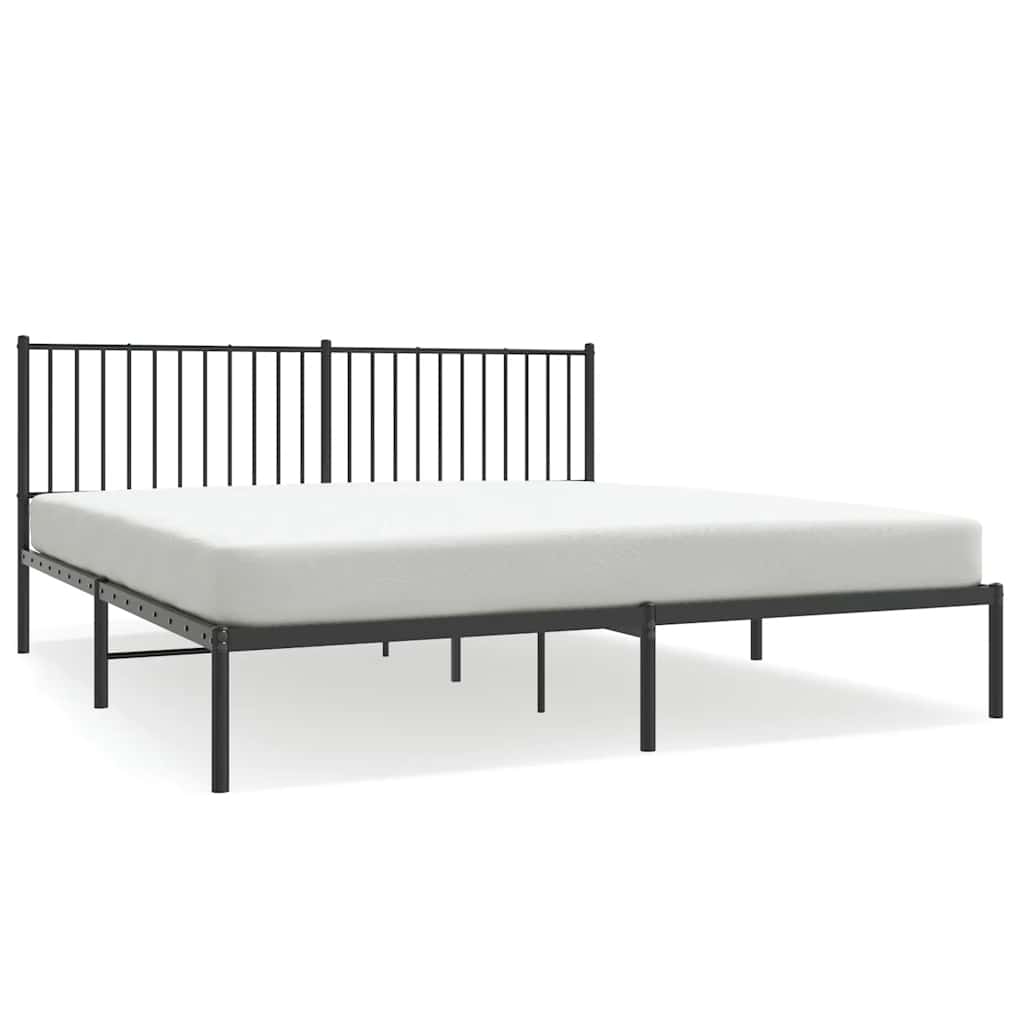 Metalni okvir za krevet s uzglavljem crni 180x200 cm