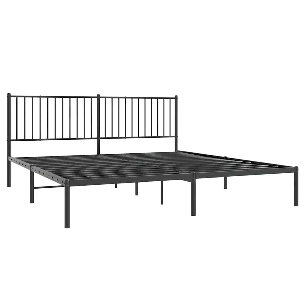 Metalni okvir za krevet s uzglavljem crni 180x200 cm
