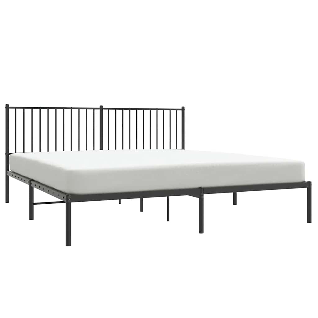 Metalni okvir za krevet s uzglavljem crni 183x213 cm