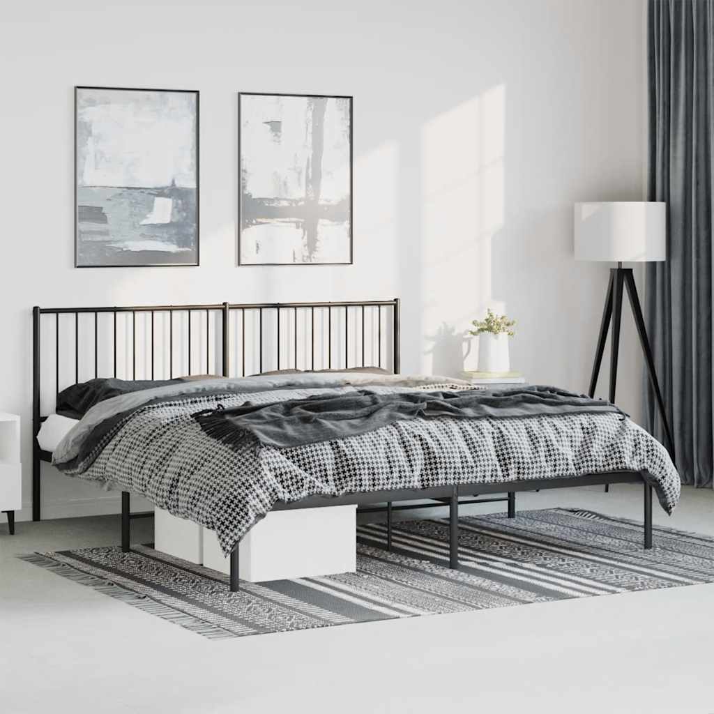 Metalni okvir za krevet s uzglavljem crni 183x213 cm