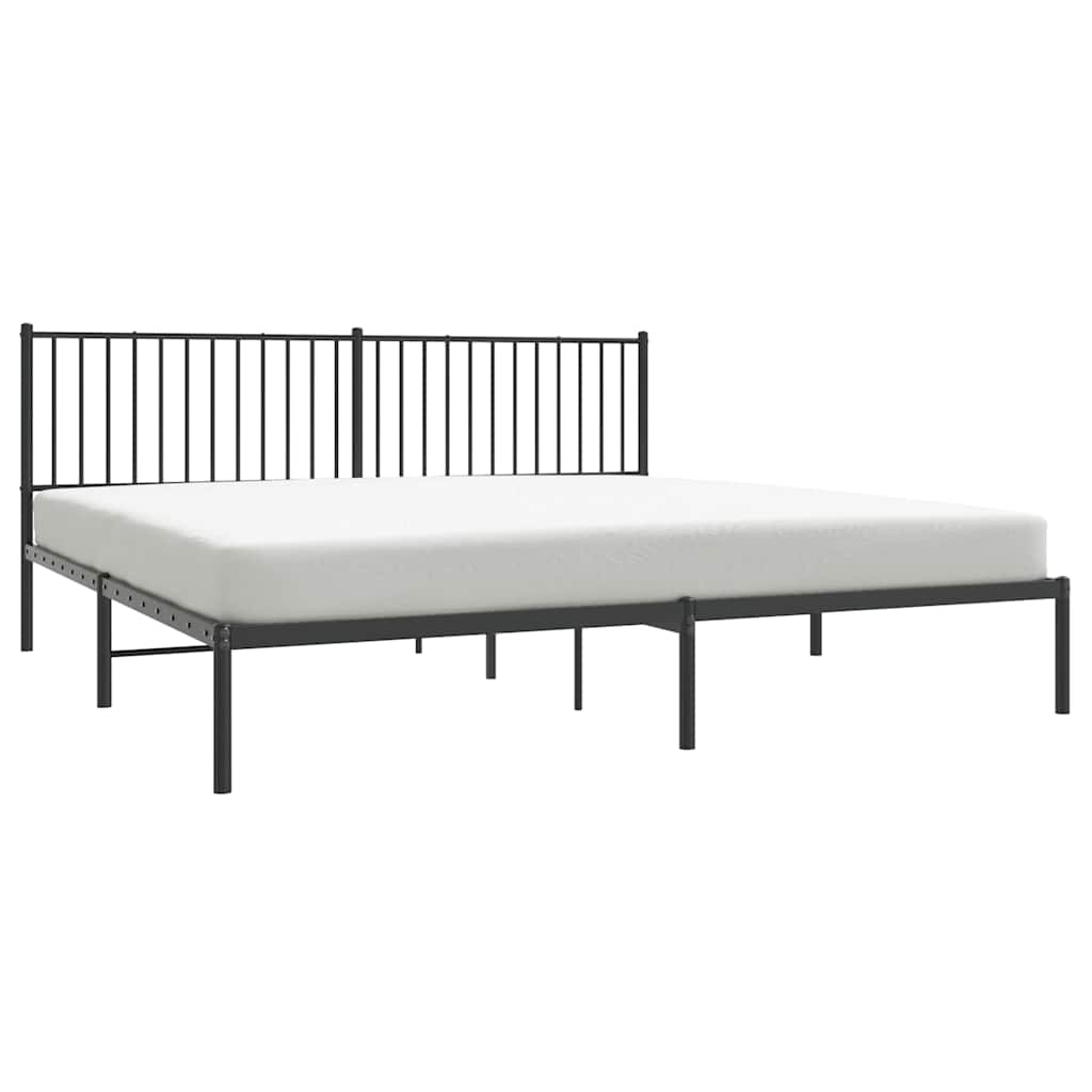 Metalni okvir za krevet s uzglavljem crni 193x203 cm