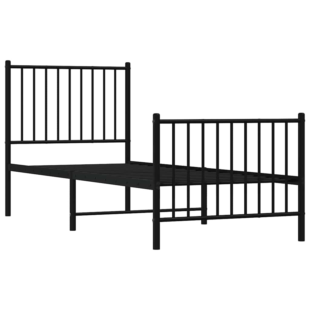 Metalni okvir kreveta uzglavlje i podnožje crni 80x200 cm