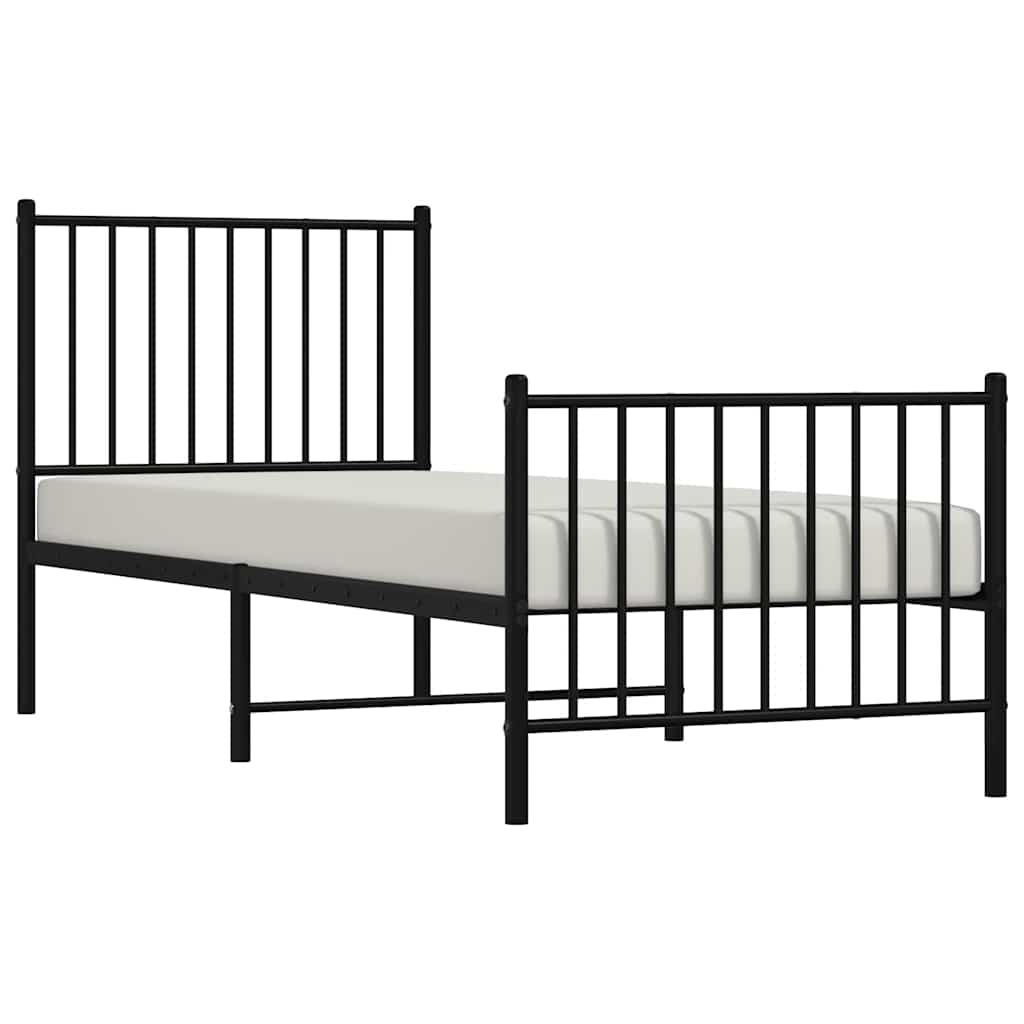 Metalni okvir kreveta uzglavlje i podnožje crni 80x200 cm