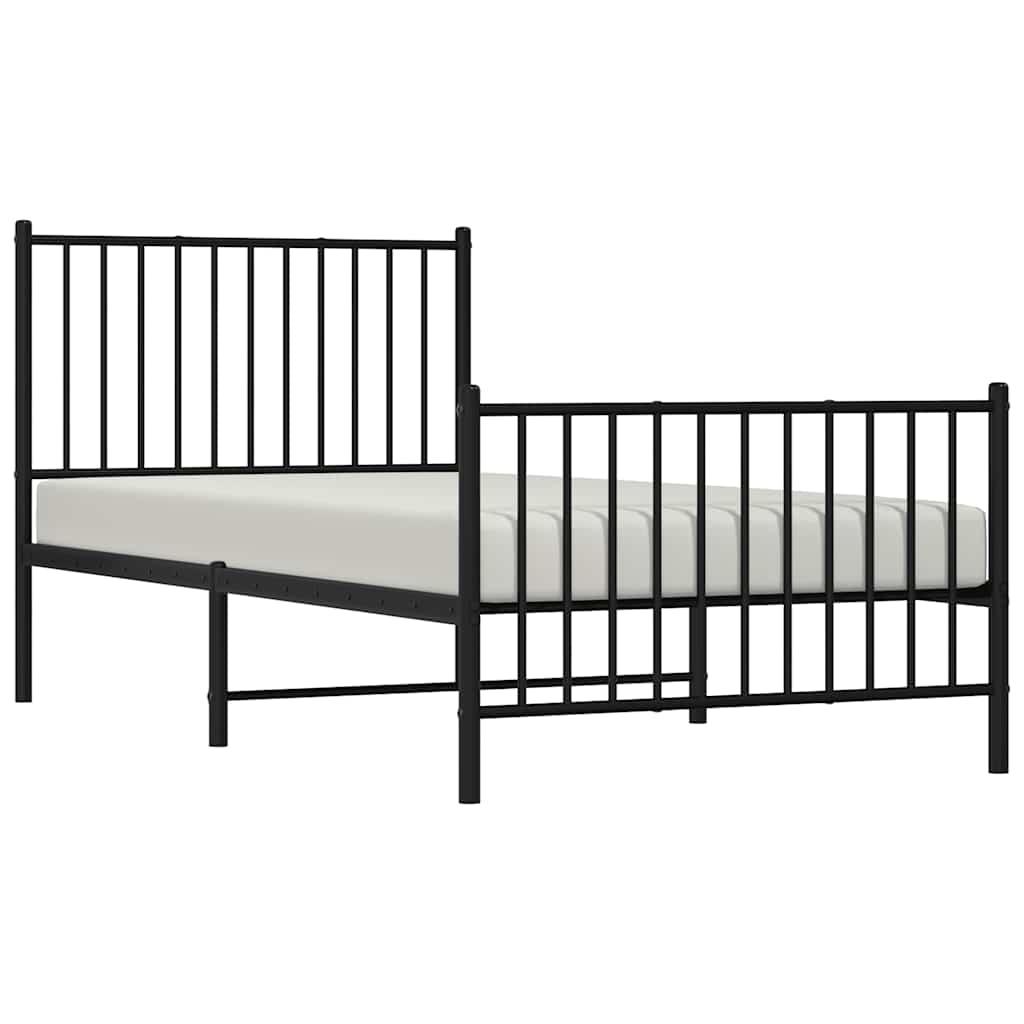 Metalni okvir kreveta uzglavlje i podnožje crni 90x190 cm