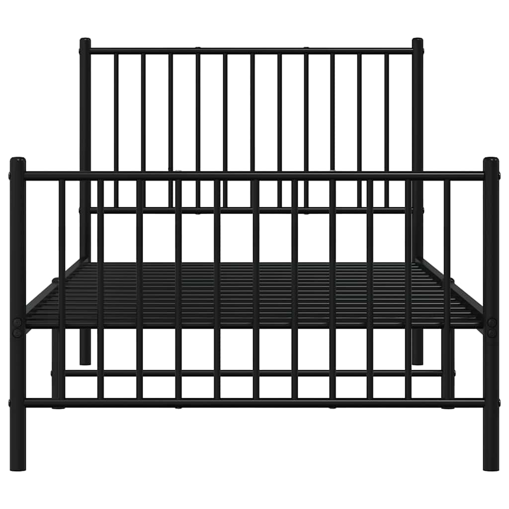 Metalni okvir kreveta uzglavlje i podnožje crni 90x190 cm