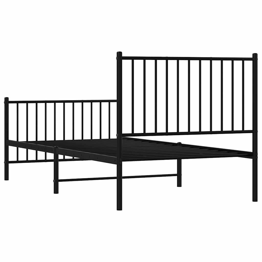 Metalni okvir kreveta uzglavlje i podnožje crni 90x190 cm