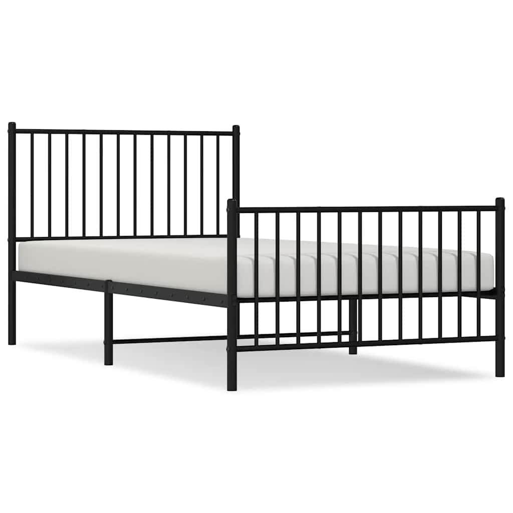 Metalni okvir kreveta uzglavlje i podnožje crni 100x200 cm