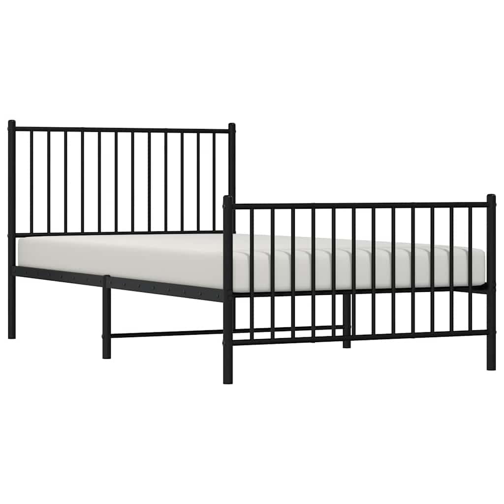 Metalni okvir kreveta uzglavlje i podnožje crni 100x200 cm