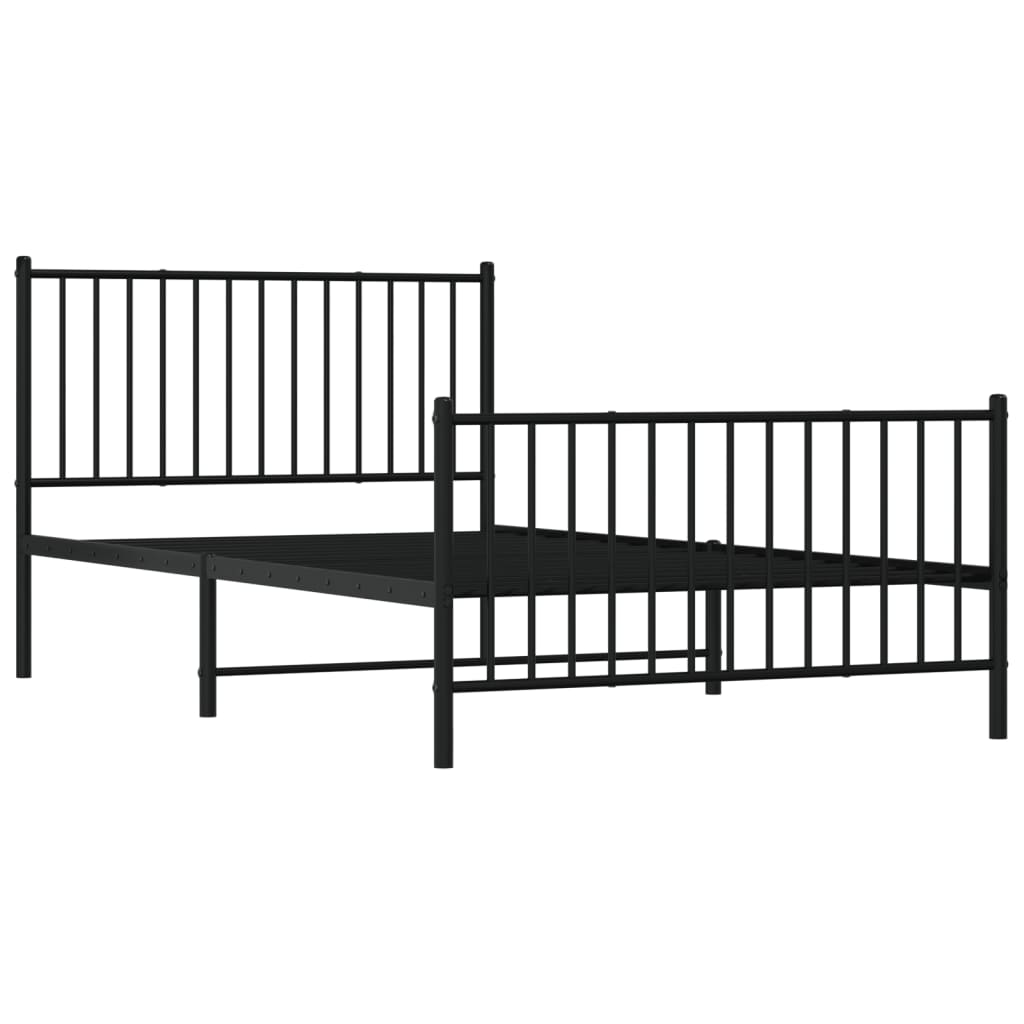 Metalni okvir kreveta uzglavlje i podnožje crni 107x203 cm