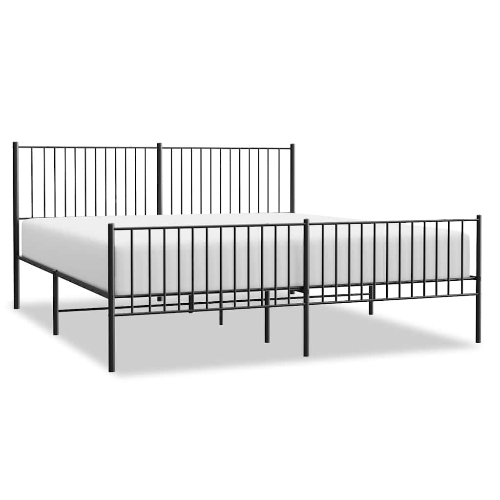 Metalni okvir kreveta uzglavlje i podnožje crni 193x203 cm