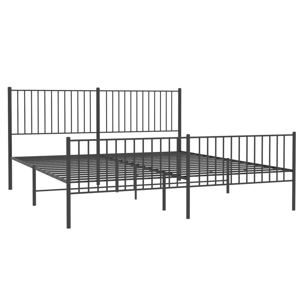 Metalni okvir kreveta uzglavlje i podnožje crni 200x200 cm