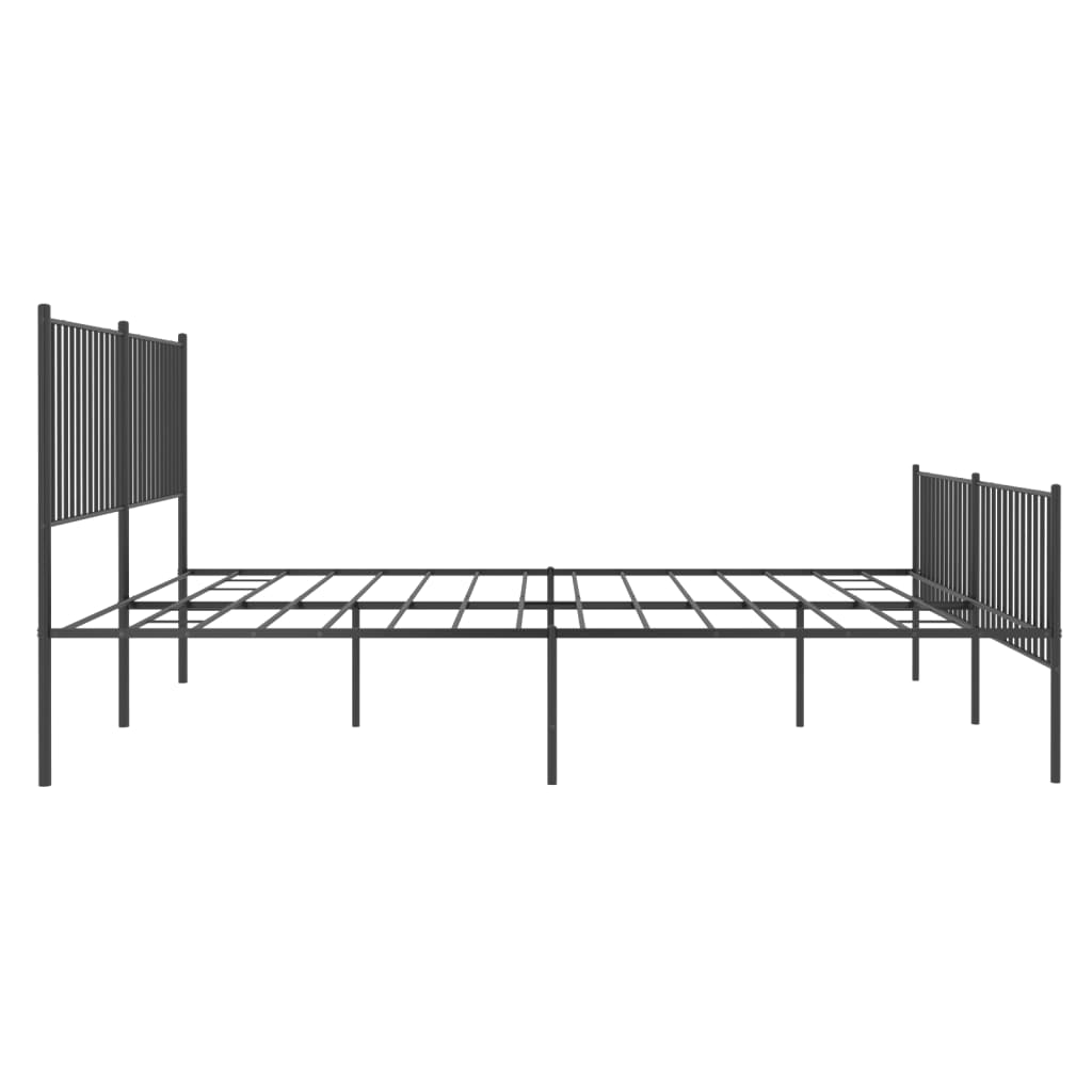 Metalni okvir kreveta uzglavlje i podnožje crni 200x200 cm