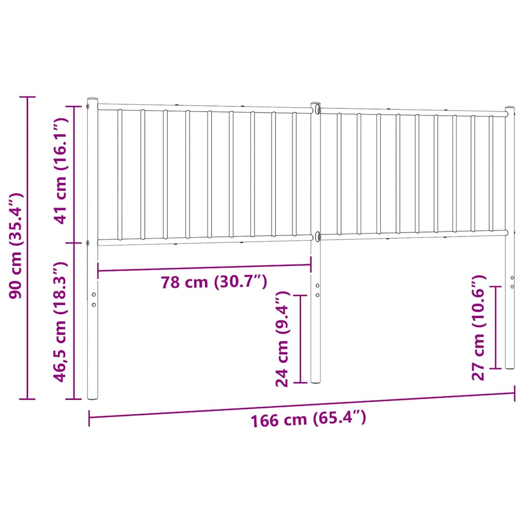 Metalno zamjensko uzglavlje crno 180 cm