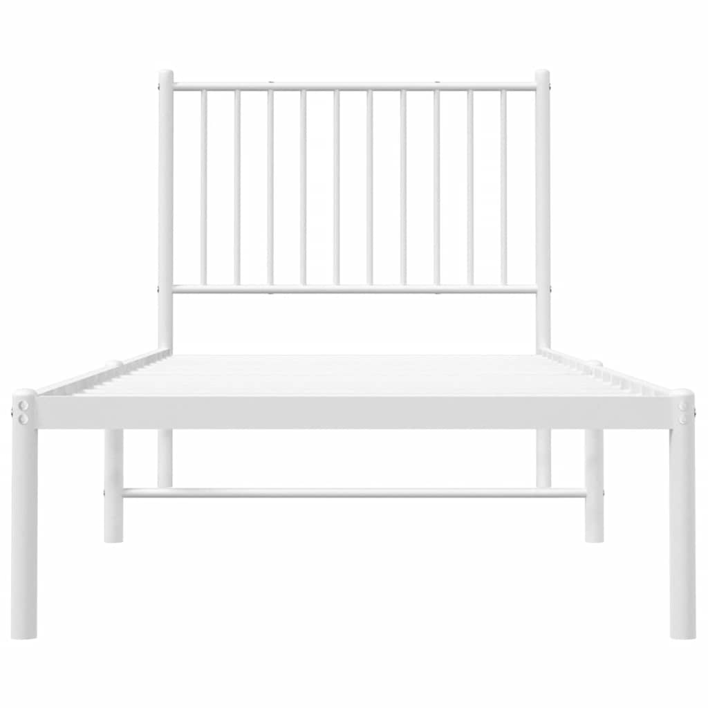 Metalni okvir za krevet s uzglavljem bijeli 80x200 cm